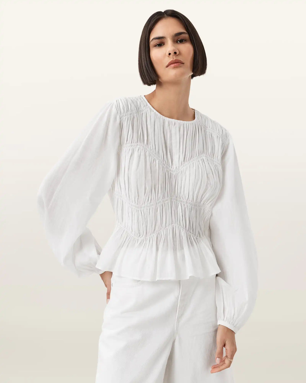 Melani Round Neck Gathered Top