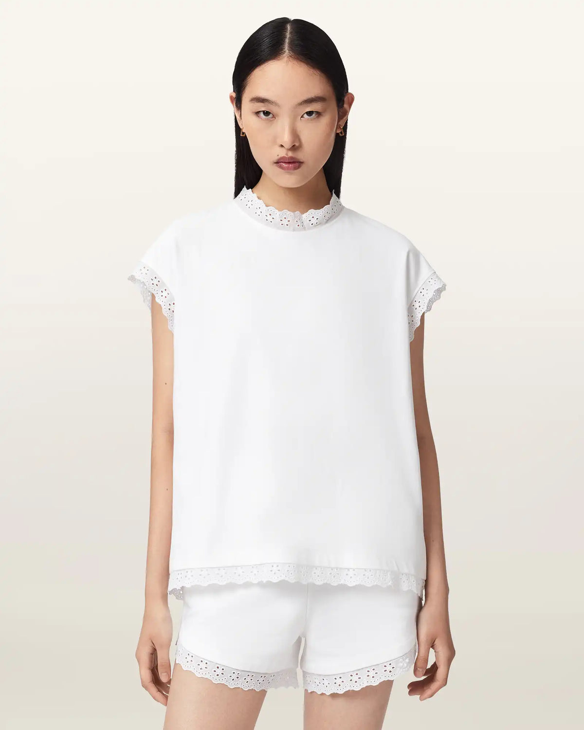 Lele Lace Trim Cotton Tank Top