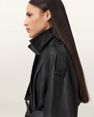 Reed Cropped Leather Trench