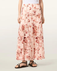 Evia Tiered Floral Maxi Skirt