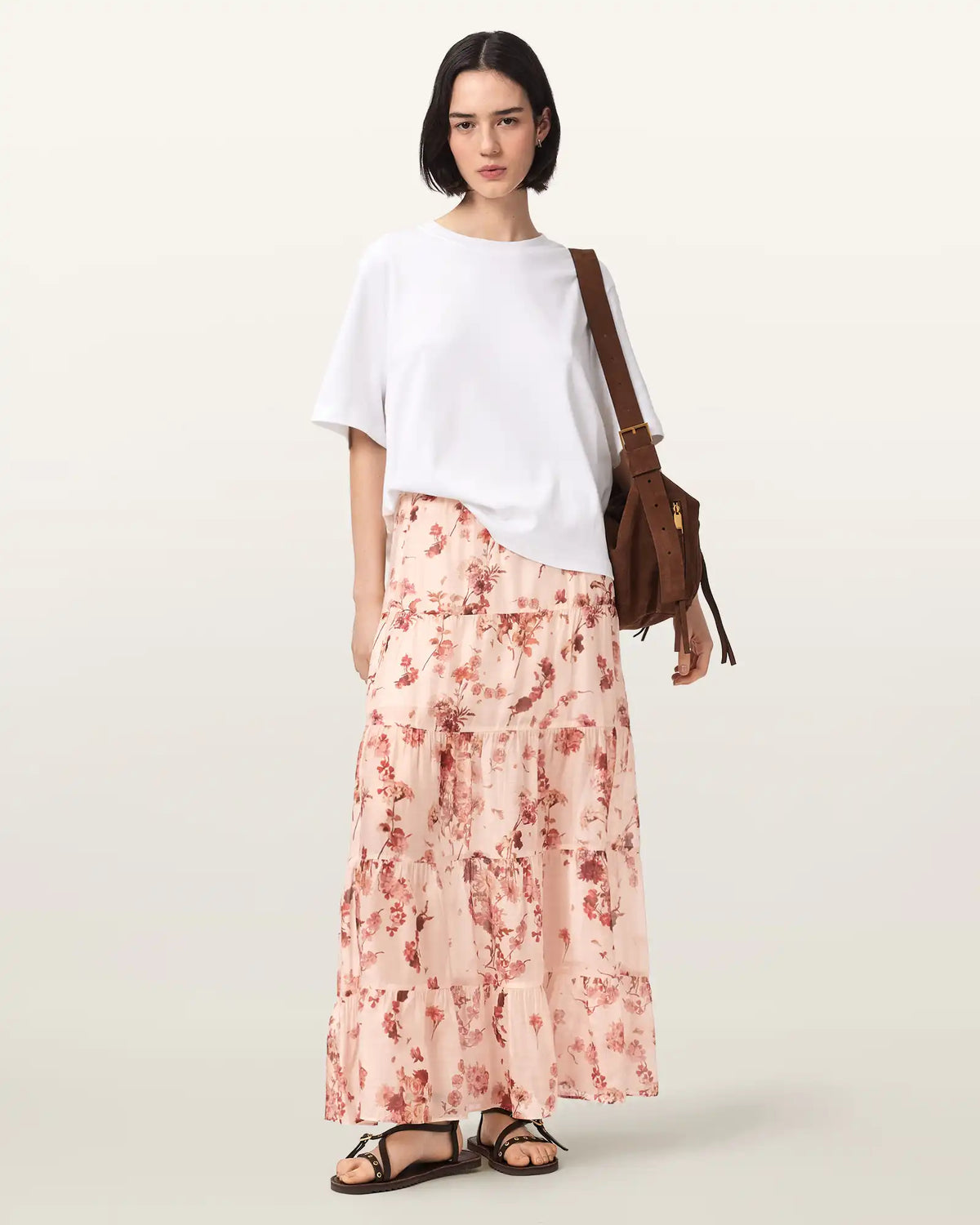 Evia Tiered Floral Maxi Skirt