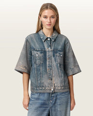 Juni Terry Short Sleeve Illusion Of Denim Shirt