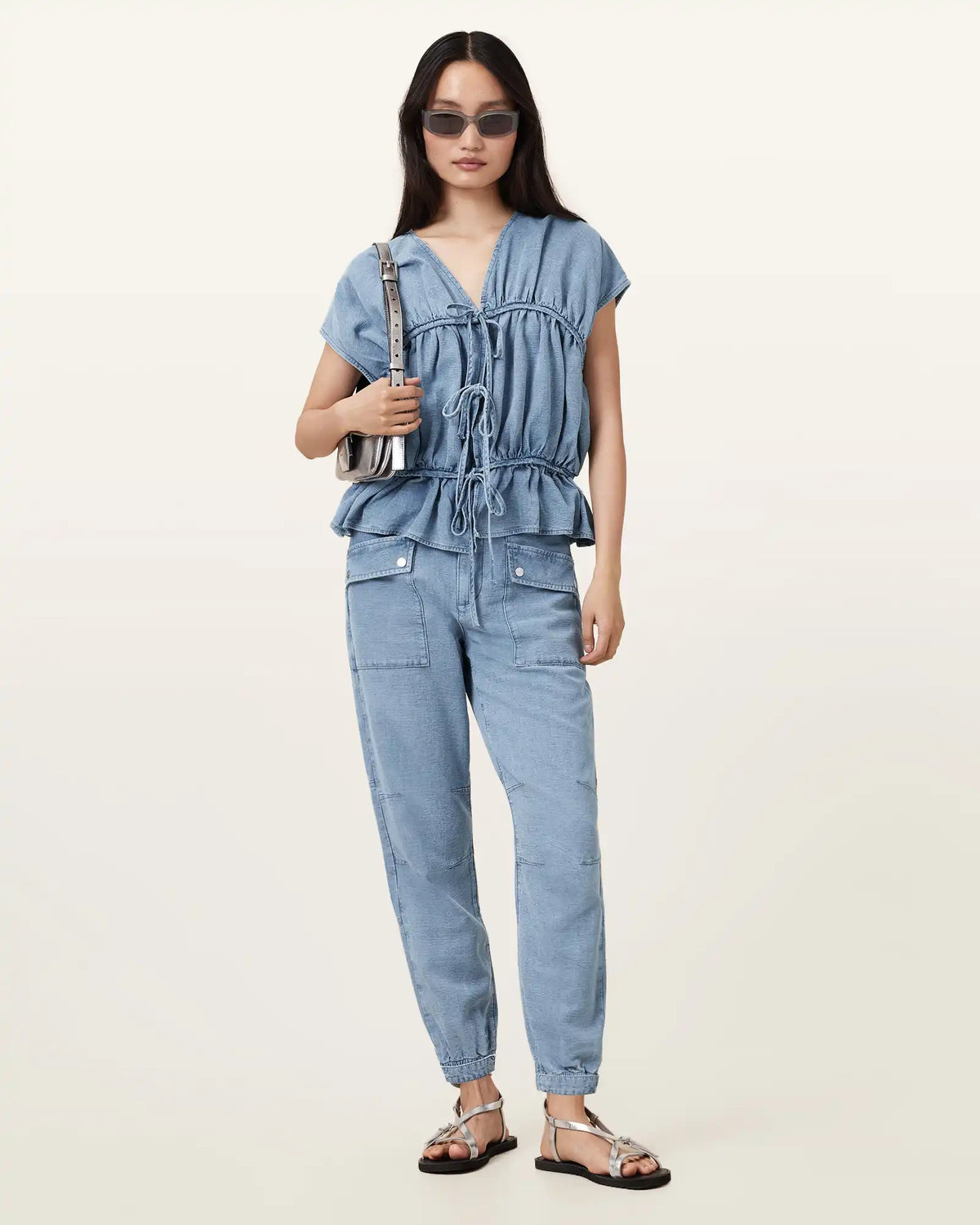Val High-Rise Cargo Linen Blend Pants