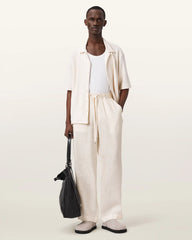 Sharp Straight Leg Linen Pants