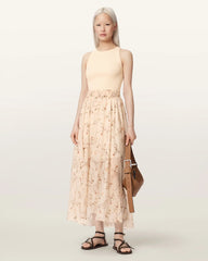 Zenia Sleeveless Knit Woven Midi Dress