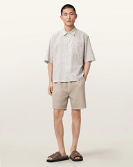 Cruz Leo Oversized Short Sleeve Linen Blend Shirt