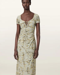 Gabby Floral Print Mesh Maxi Dress