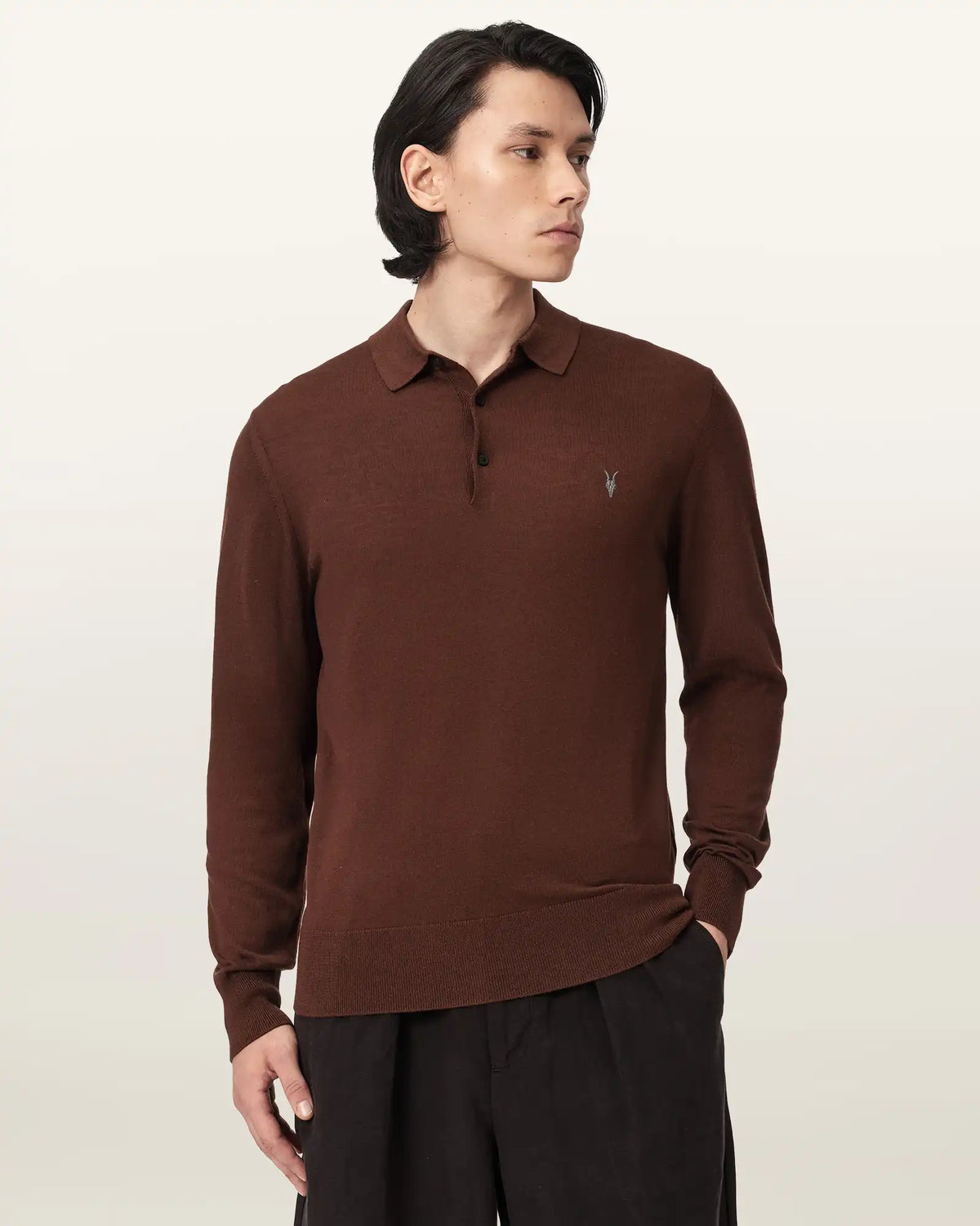 Mode Merino Long Sleeve Ramskull Polo Shirt
