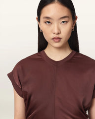 Mira Cropped Satin Drawcord T-Shirt
