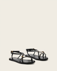 Tyla Eyelet Leather Buckle Sandals