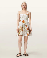 Char Floral Linen Blend Mini Dress