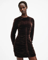 Eris Ruched Velvet Mini Dress