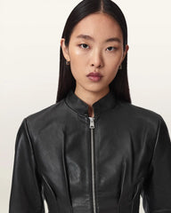 Clo Pleated Leather Jacket