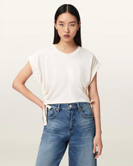 Mira Cropped Satin Drawcord T-Shirt