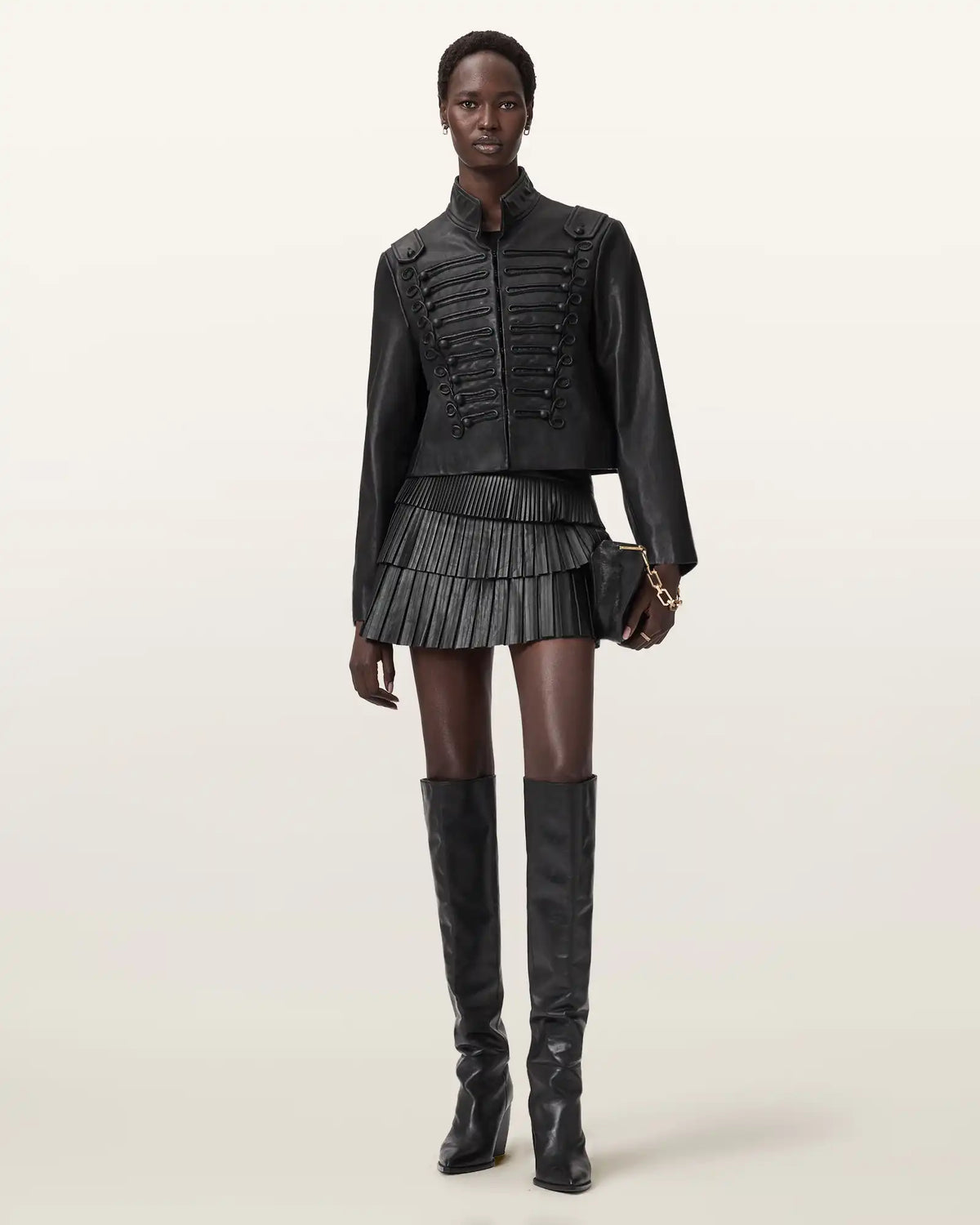 Nara Leather Pleated Mini Skirt