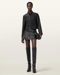 Nara Leather Pleated Mini Skirt