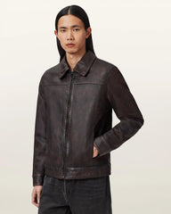 Alkan Zip Up Two Tone Leather Jacket