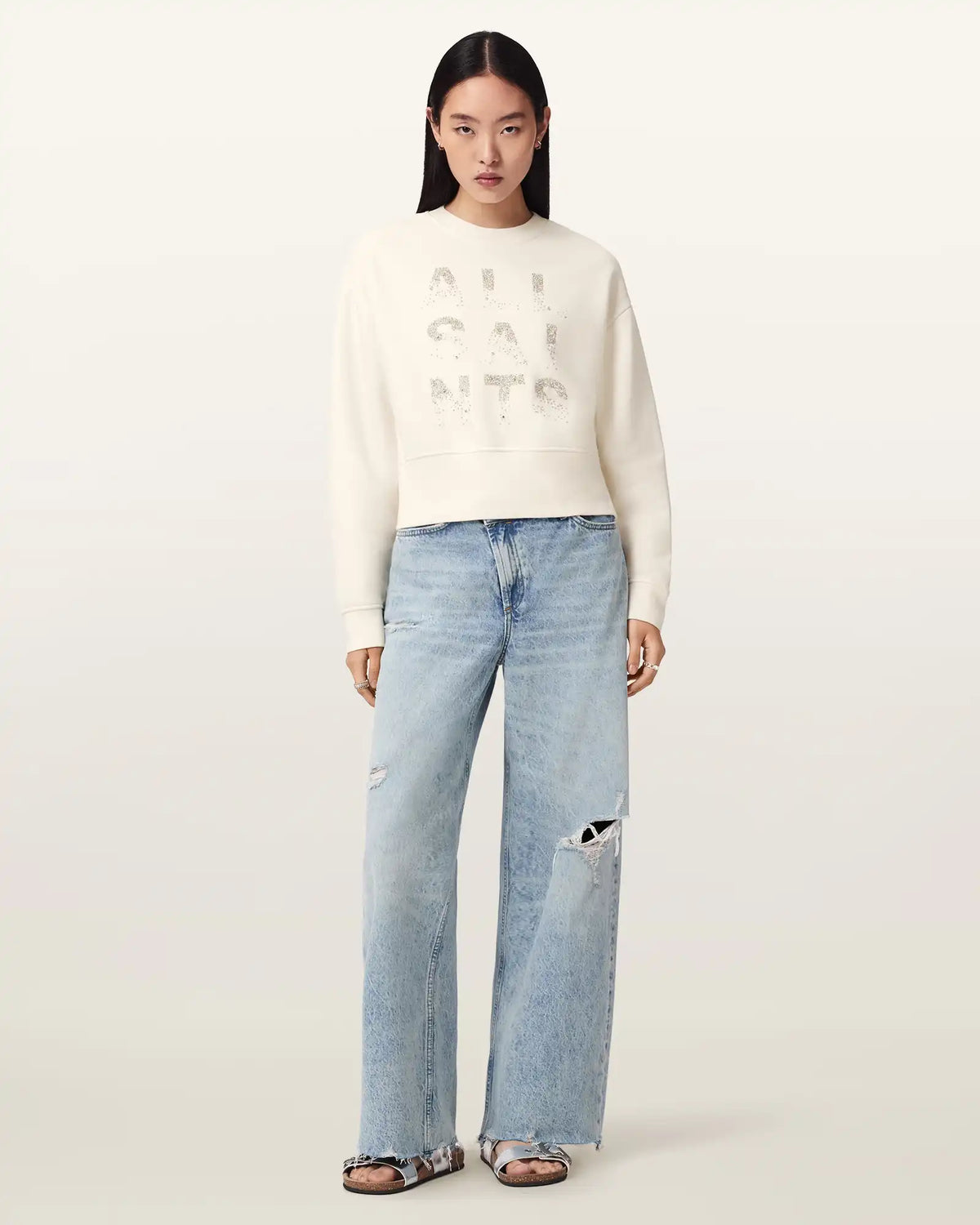 Stacks Separo Embellished Cropped Sweatshirt