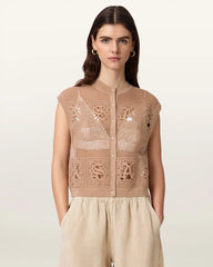 Kyra Open Knit Crochet Cotton Vest