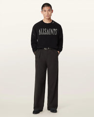 Crossed Oversized Crew Neck Embroidered Sweater