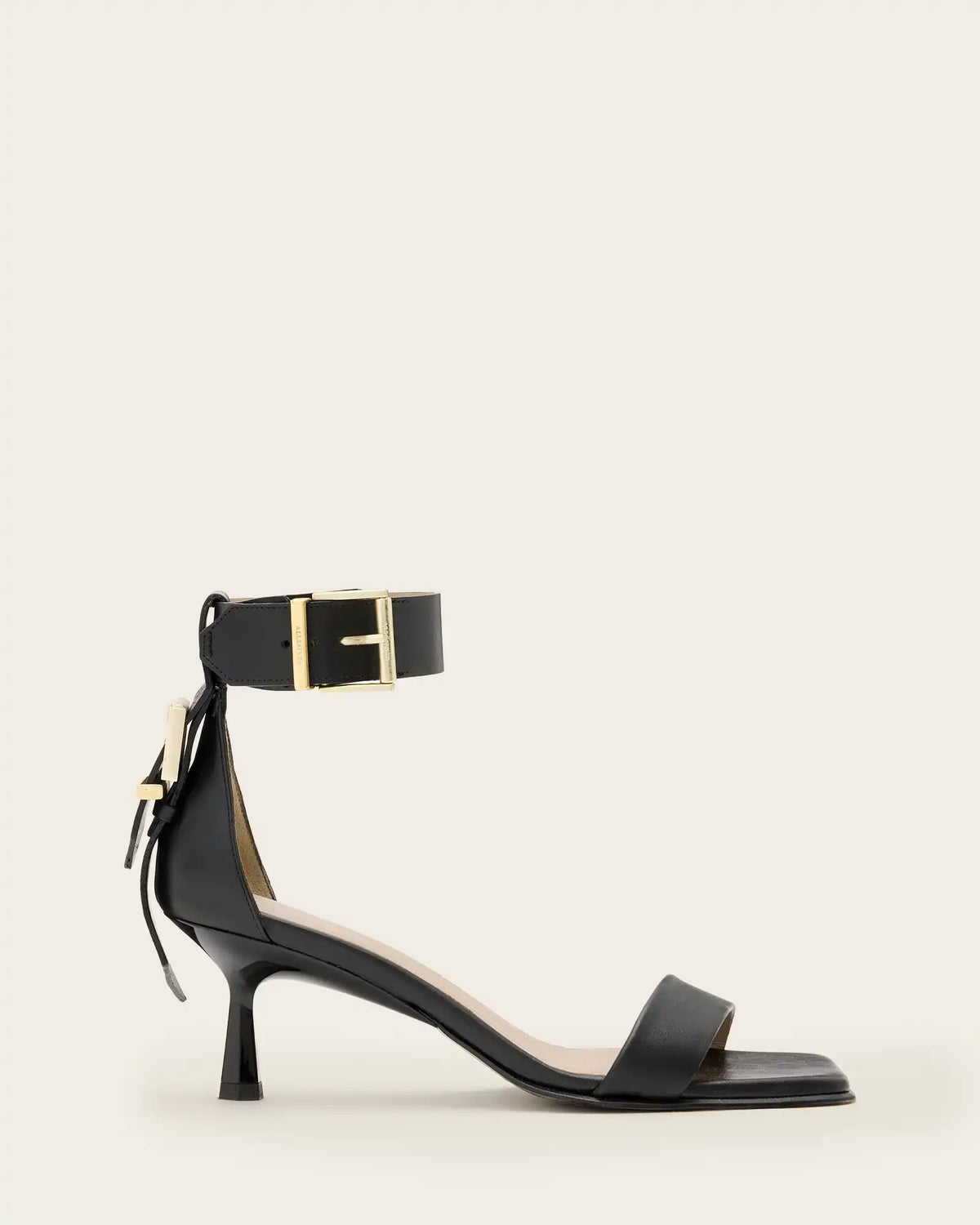 Noir Leather Heeled Sandals