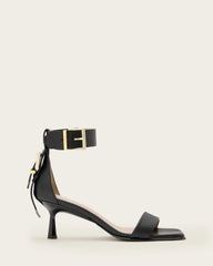 Noir Leather Heeled Sandals