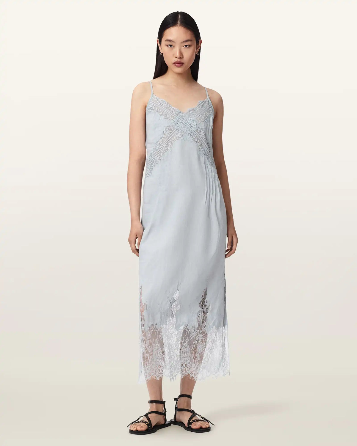 Samia Linen Lace Midi Dress