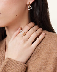 Vida Heart Bead Embellished Signet Ring