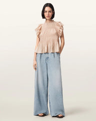 Haze Wide Leg Pleated Jeans