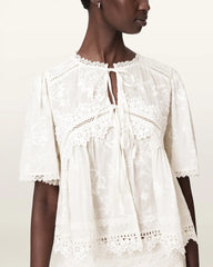 Lillith Embroidered Short Sleeve Top