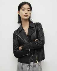 Vela Slim Fit Leather Biker Jacket