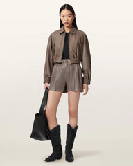 Fran High Rise Leather Shorts