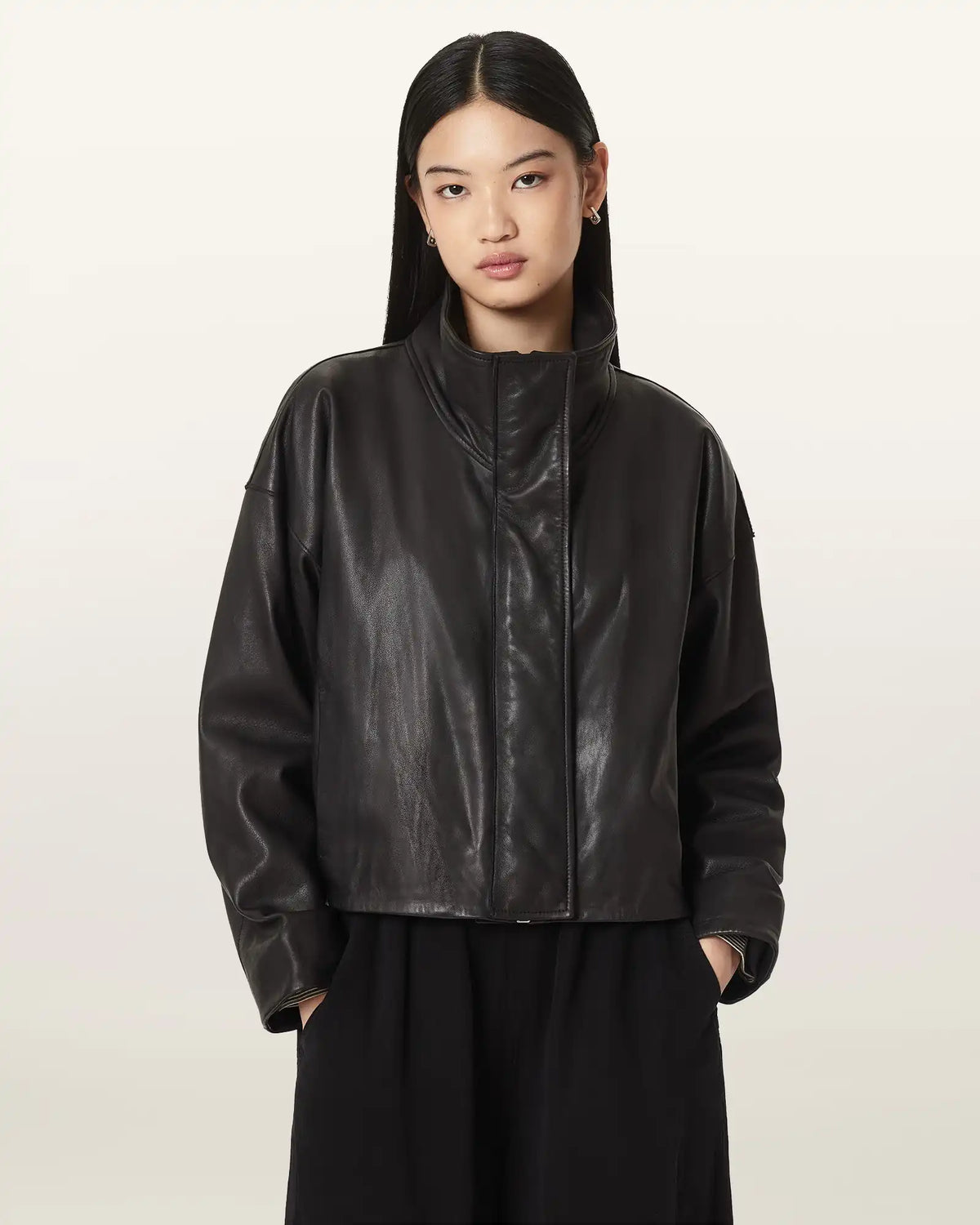 Ryder Funnel Neck Leather Jacket
