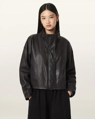 Ryder Funnel Neck Leather Jacket