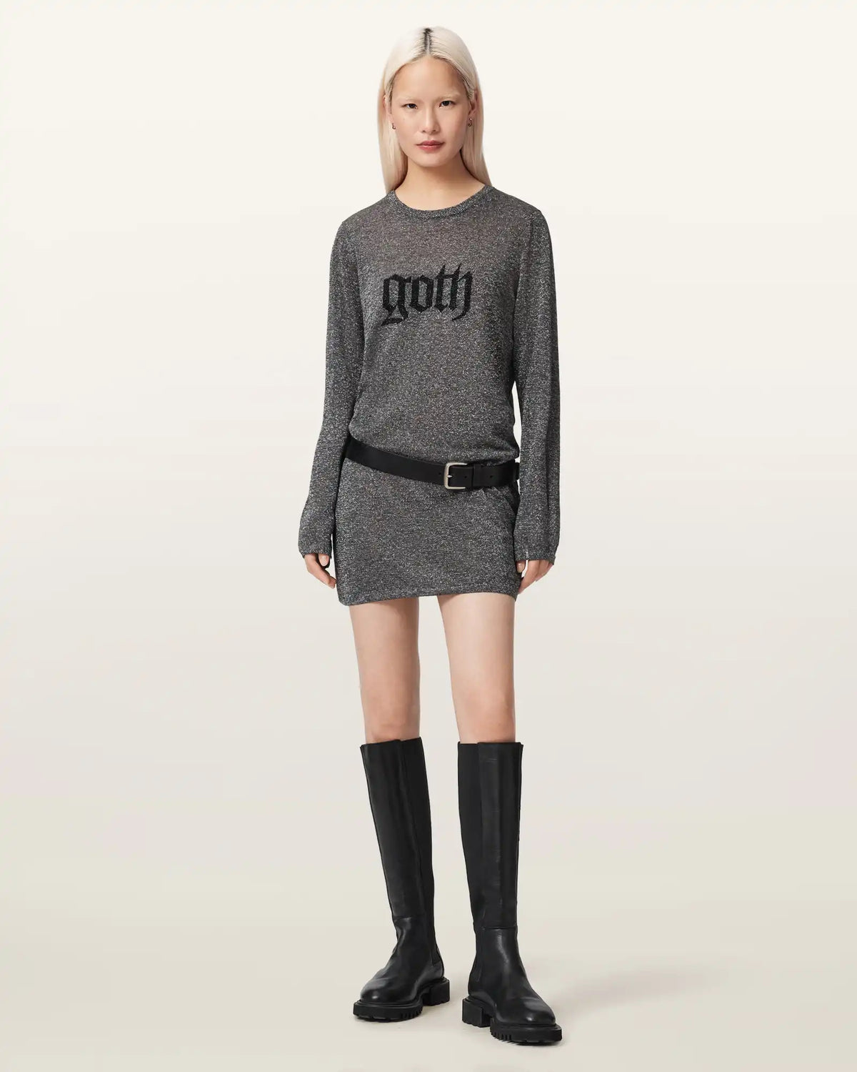 Deetz Metallic Long Sleeve Mini Dress