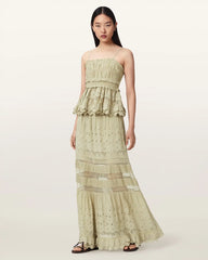 Camille Embroidered Tiered Maxi Skirt