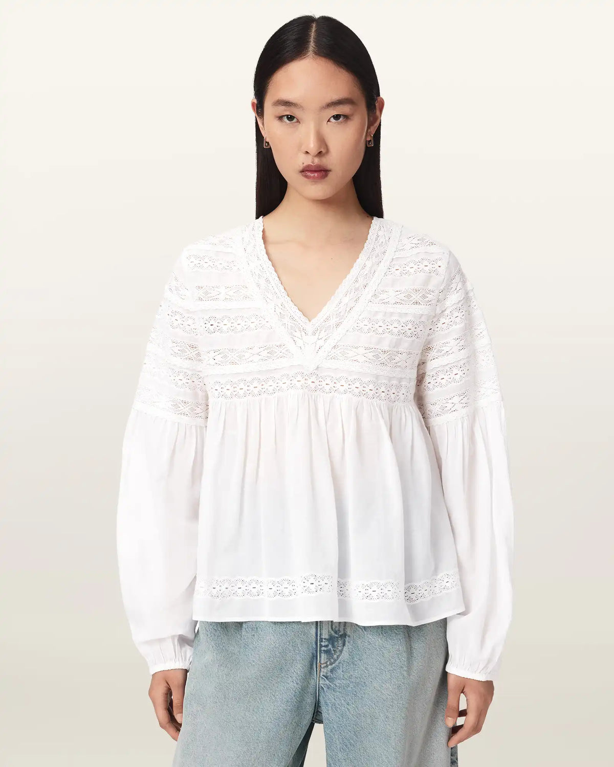 Neneh Long Sleeve Lace Detail Top