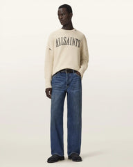 Crossed Oversized Crew Neck Embroidered Sweater
