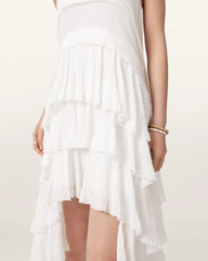 Cavarly Crepe Tiered Ruffle Maxi Dress