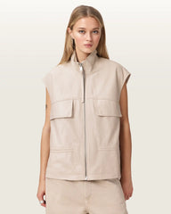 Flor Relaxed Fit Leather Gilet