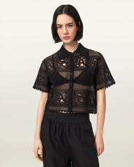 Kyra Crochet Cropped Polo T-Shirt