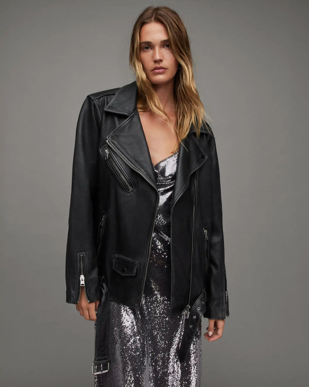 Billie Relaxed Leather Biker Jacket