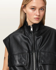 Flor Relaxed Fit Leather Gilet