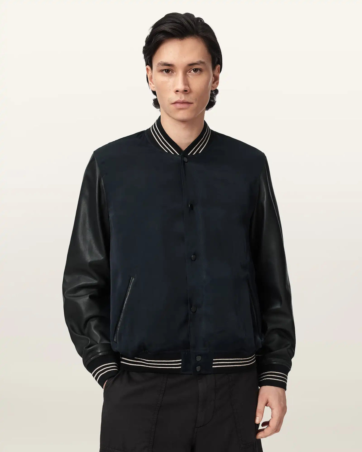 Taishi Leather Varsity Bomber Jacket