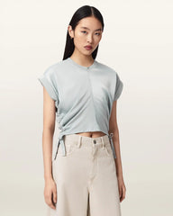 Mira Cropped Satin Drawcord T-Shirt
