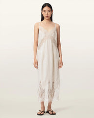 Samia Linen Lace Midi Dress