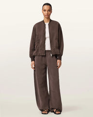 Sofi Linen Blend Drawstring Bomber Jacket