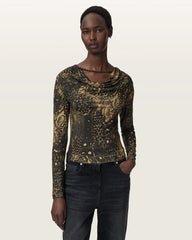 Hallie Cowl Neck Slim Fit Top